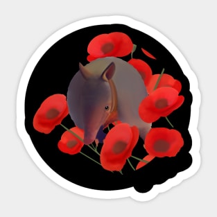 Armadillo & Poppies Sticker